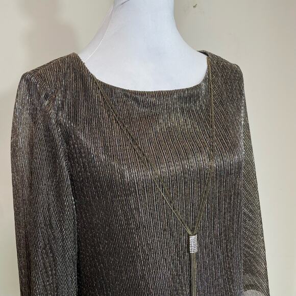 Jessica Howard Gold Silver Bronze Metallic Tier Dress Size 12 - Picture 2 of 9